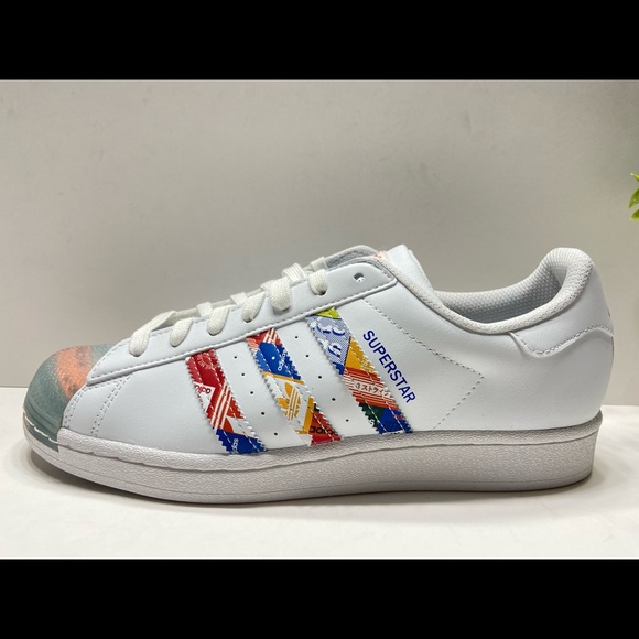 NEW Adidas Originals Superstar Men’s Shoes Sneakers GX2717 White/Blue/Orange 8.5 - Picture 11 of 13
